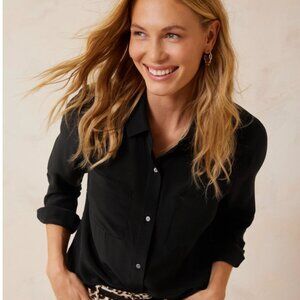 BNWT Tommy Bahama 100% Silk Blouse XS Black